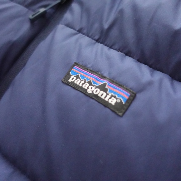 Patagonia Men's Silent Down Jacket MEDIUM Blue Hooded Full Zip Puffer 27930 - Picture 4 of 4